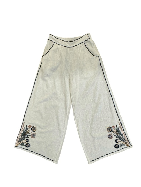 POL Pants - POL Floral Embroidered Cotton Straight Woven Pants Size Small
